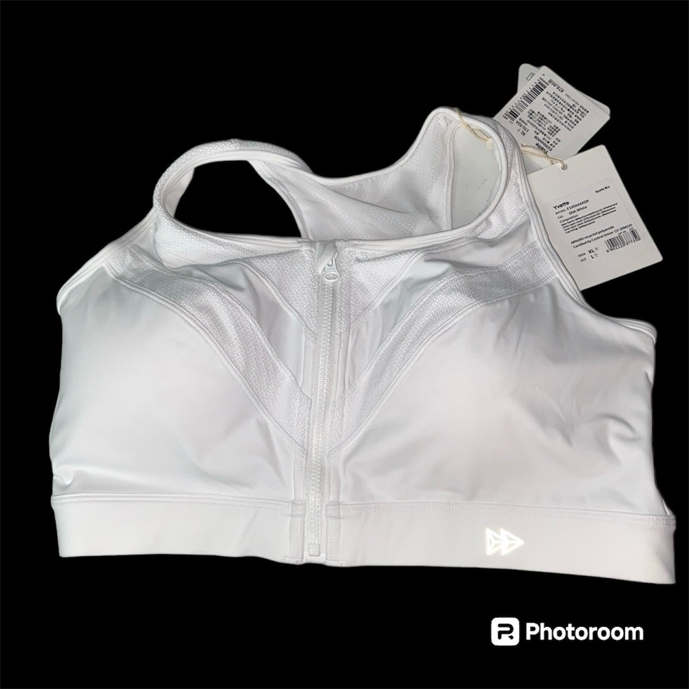 yvette sports bra L+ White Women's Activewear  Zipper Front